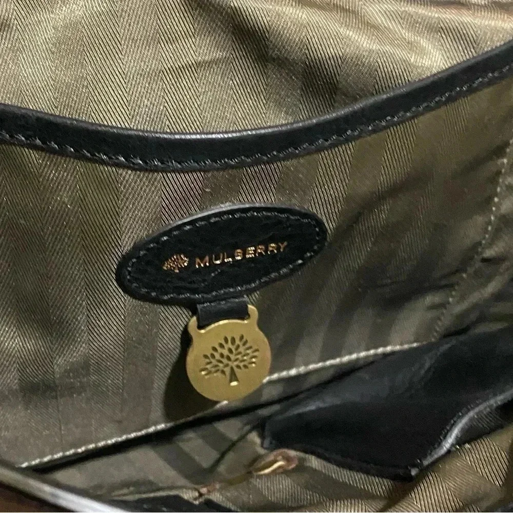 Mulberry Vintage unisex crossbody black leather messenger bag